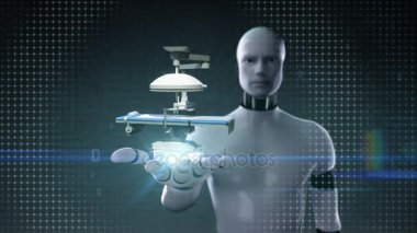 Robot cyborg avuç, hastane Medikal Cerrahi Kliniği işlemi yatak.