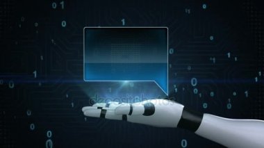 Robot cyborg palm, palm kabarcık kare metin kutusunda açın.