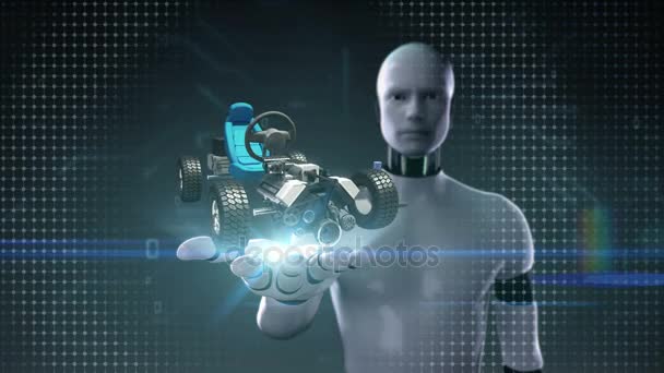 Robot cyborg open palm, Hybrid car, Electronic, hydrogen, lithium ion battery echo car. eco-friendly future car.