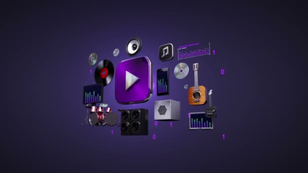 Escuchar Música Móvil Entretenimiento Música Player Icono Animación — Vídeo de stock