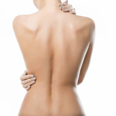 Beyaz arka plan güzel kadının cesedini. izole çıplak kadın 