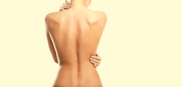 Hermoso Cuerpo Mujer Sobre Fondo Blanco Aislado Mujer Desnuda Espalda — Foto de Stock