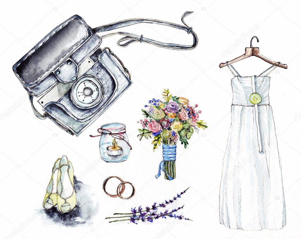 Wedding watercolor illustration