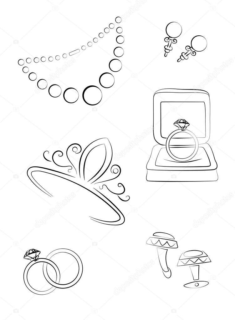 Vector illustration of wedding jewellery