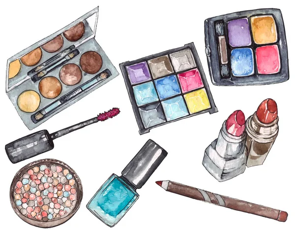 Cosmétiques à l'aquarelle — Image vectorielle