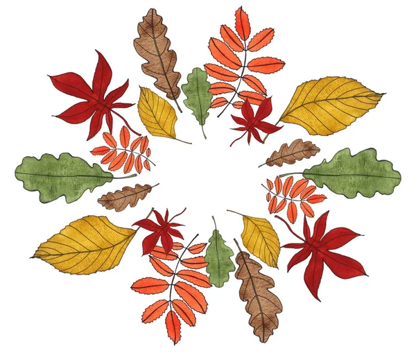 Aquarel herfst bladeren krans — Stockfoto