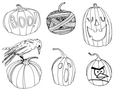 Halloween pumpkins tükenmez kalemle çizim