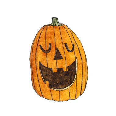 Cadılar Bayramı Balkabağı suluboya