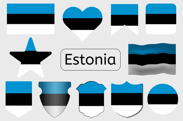 爱沙尼亚国旗图标 爱沙尼亚国旗矢量图解 — 图库矢量图片