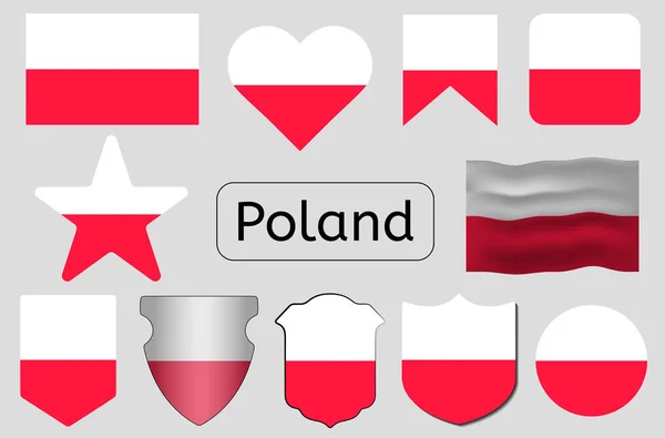 Polsk Flagga Ikon Polen Land Flagga Vektor Illustration — Stock vektor