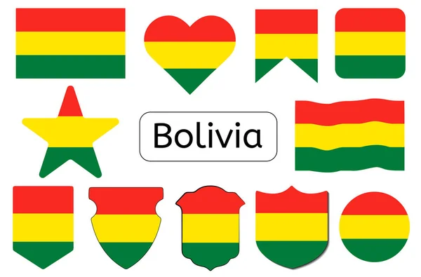 Icona Della Bandiera Boliviana Bolivia Paese Bandiera Vettoriale Illustrazione — Vettoriale Stock