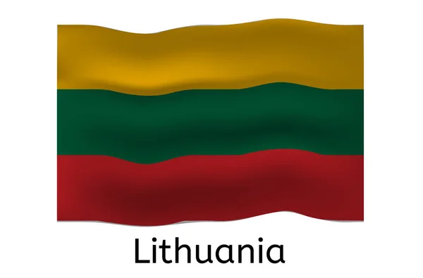 Icono Bandera Lituania Lituania País Bandera Vector Ilustración — Vector de stock