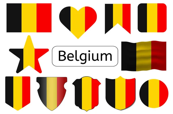 Icono Bandera Belga Bélgica País Bandera Vector Ilustración — Archivo Imágenes Vectoriales