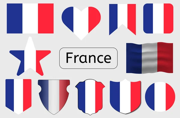 Icône Drapeau Français Illustration Vectorielle Drapeau Pays France — Image vectorielle