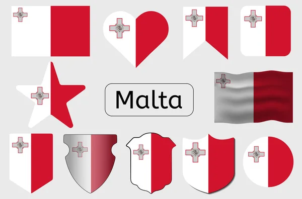 Maltese Vlag Icoon Malta Land Vlag Vector Illustratie — Stockvector