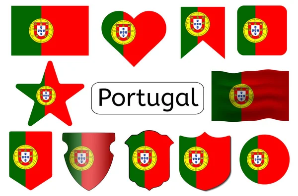 Icône Drapeau Portugais Illustration Vectorielle Drapeau Portugal — Image vectorielle