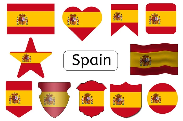 Spaanse Vlag Pictogram Spanje Land Vlag Vector Illustratie — Stockvector