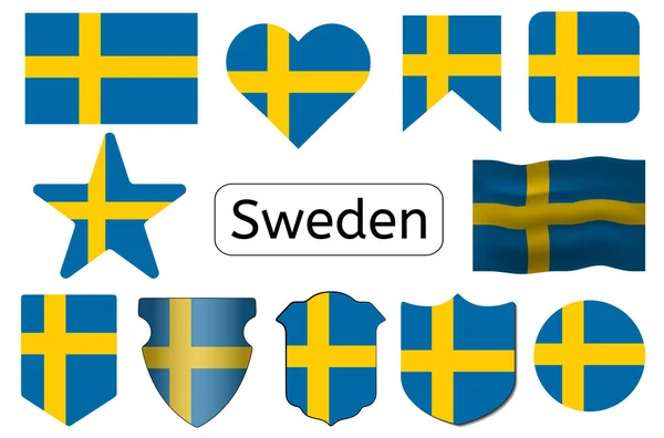 Svensk Flagga Ikon Sverige Land Flagga Vektor Illustration — Stock vektor