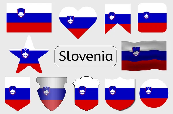Icono Bandera Eslovena Eslovenia País Bandera Vector Ilustración — Archivo Imágenes Vectoriales