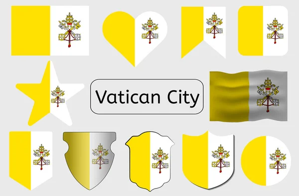 Icône Drapeau Vatican Illustration Vectorielle Drapeau Cité Vatican — Image vectorielle