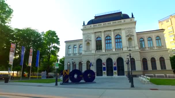 Ljubljana Slovenia Europe Juny 2018 Celebrating 100 Anniversary National Gallery — Wideo stockowe