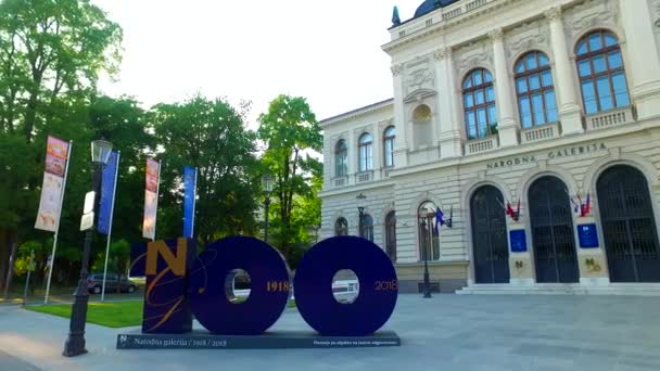Ljubljana Slovenia Europe Juny 2018 Celebrating 100 Anniversary National Gallery — Stok Video