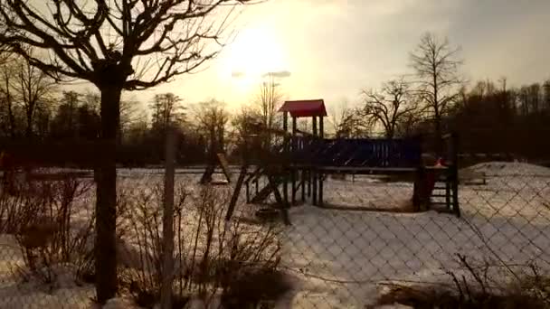 Jardín Infantil Vacío Invierno Sin Niños — Vídeo de stock