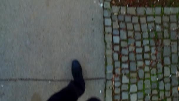 Walking Pavement Camera First Person Pov Town — ストック動画