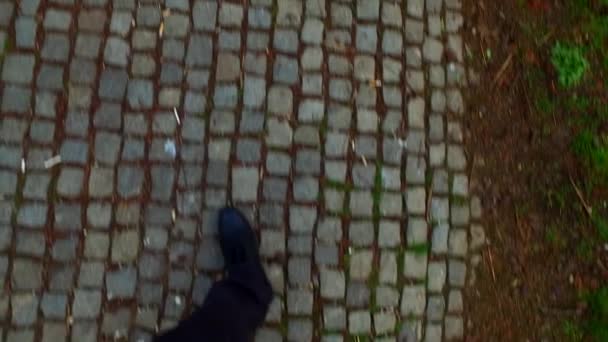 Walking Pavement Camera First Person Pov Town — Vídeo de stock