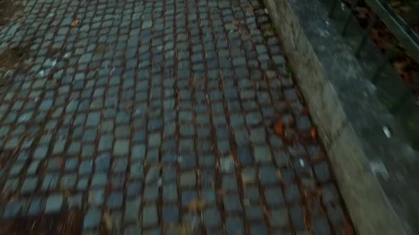 Walking Pavement Camera First Person Pov Town — Vídeo de stock