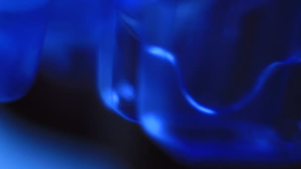 Plastic Blue Container Medical Equipment Magical Shapes Light Macro — Αρχείο Βίντεο