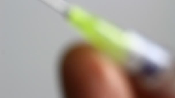 Close Medical Syringe — Stock Video