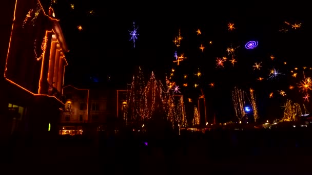 Ljubljana Hoofdstad Van Slovenië December 2017 Stad Voorbereiding Nieuwjaarsvakantie — Stockvideo