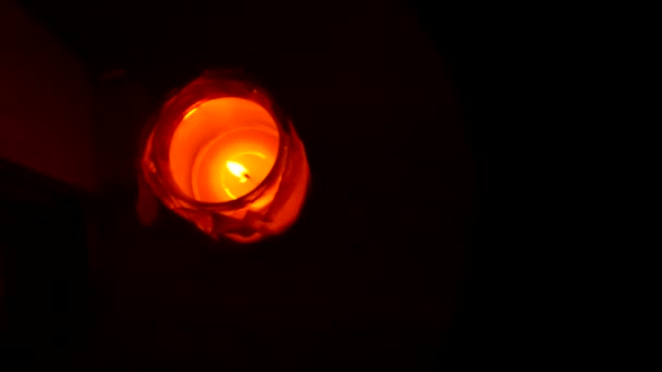 Glowing Orange Lantern Table Night — 비디오