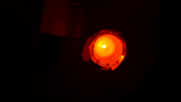 Glowing Orange Lantern Table Night — 비디오