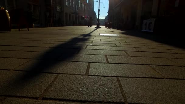 Silhouettes Shadows People Town Sunny Winter Day — Stok video