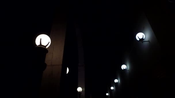 Street Small Lights Total Darkness — Stockvideo