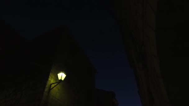 Street Small Lights Total Darkness — Stockvideo