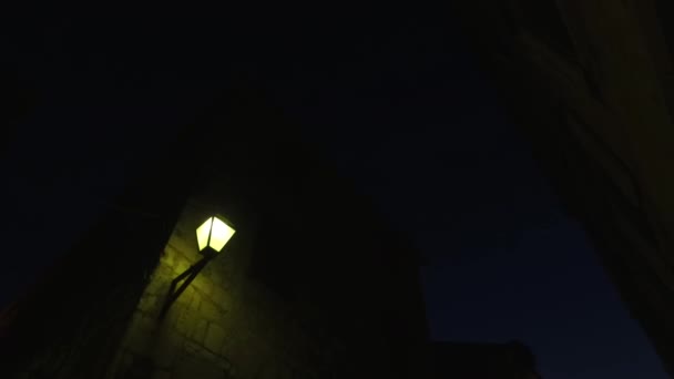 Street Small Lights Total Darkness — Stockvideo