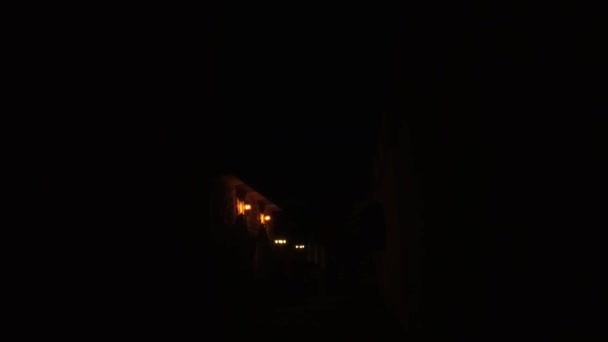 Street Small Lights Total Darkness — Stock video