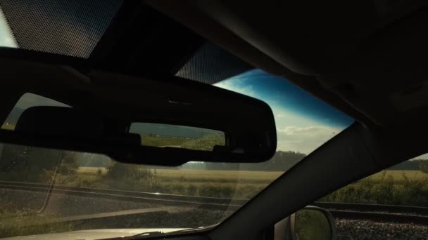 Observing Darkness Falling Car Interior — Stok video