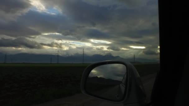 Observando Día Oscuro Tormentoso Nublado Desde Coche — Vídeos de Stock