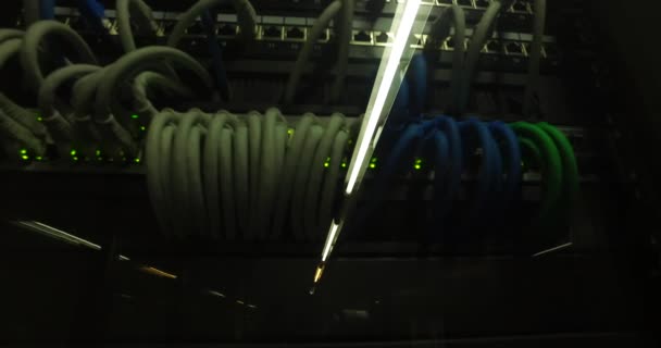 Cables Connections Network Server — Stock Video