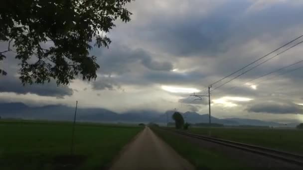 Observing Dark Stormy Cloudy Day Car — Stockvideo