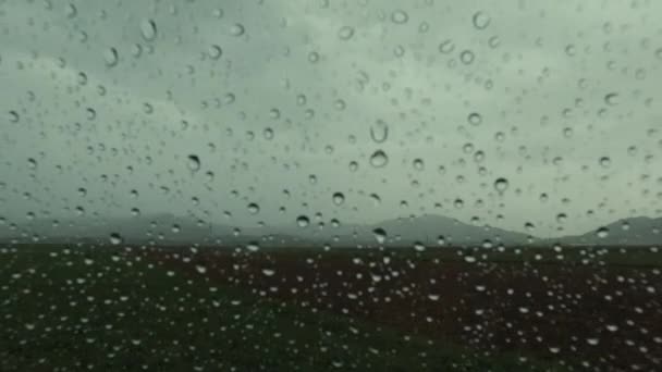 Jazda Samochodem Zimny Deszczowy Jesienny Dzień — Wideo stockowe