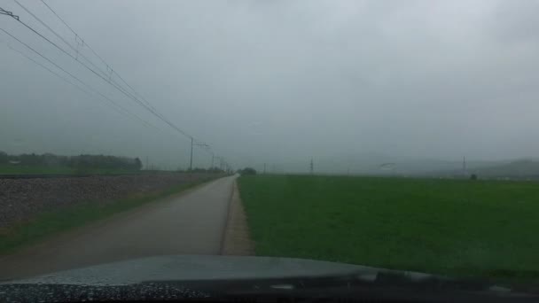 Tiempo Tormentoso Fuera Ventana Del Coche — Vídeo de stock