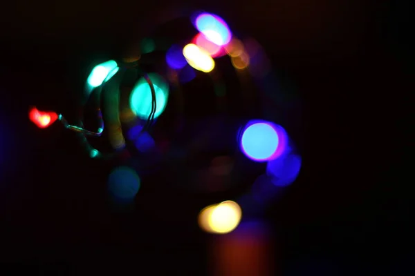 Abstract Night Vivid Colored Lights Led Out Focus Defocused Soft — Stock Photo, Image