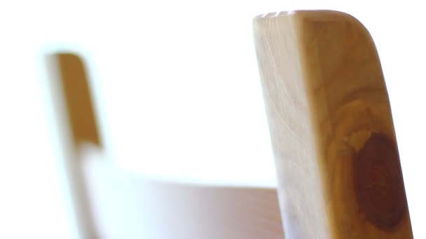 Интерьер Современной Кухни Стилизован Shallow Dof Мебель Деревянный Стол Двери — стоковое видео