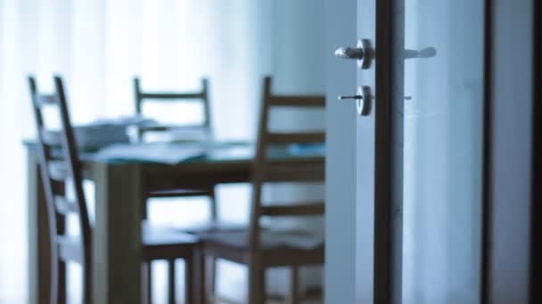 Interior Modern Kitchen Stylized Shallow Dof Furniture Wooden Table Doors — 비디오