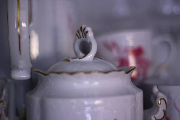 Close Porcelain Tea Set — Stock Photo, Image